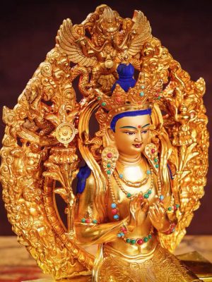 西藏工艺藏传强巴佛 密宗纯铜鎏金铜像 强巴弥勒佛摆件佛像