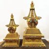 藏传尼泊尔密宗全鎏金纯铜舍利塔摆件加厚藏式佛塔方塔精工款
