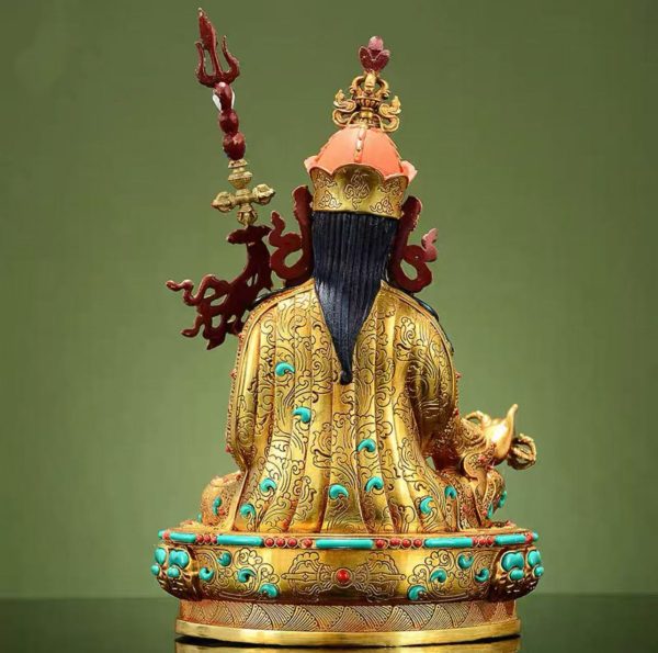 藏村彩珠镶嵌《莲花生大士》铜佛像