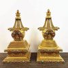 藏传尼泊尔密宗全鎏金纯铜舍利塔摆件加厚藏式佛塔方塔精工款
