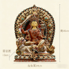 释迦族工艺彩绘骑狮文殊菩萨佛像坐像尼泊尔进口手工铜像