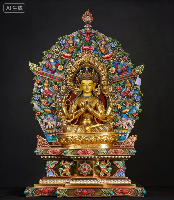 尼泊尔进口全手工金刚台紫铜鎏金佛像加高底座垫高增高铜像法座