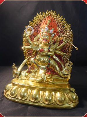O1CN0128Ca1C1fhudDDJynb_!!2215835774039 尼泊尔西藏工艺 藏传密宗尼泊尔金六臂大黑天纯铜摆件