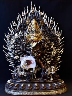 大威德金刚双身护法像尼泊尔紫铜雕刻藏传密宗