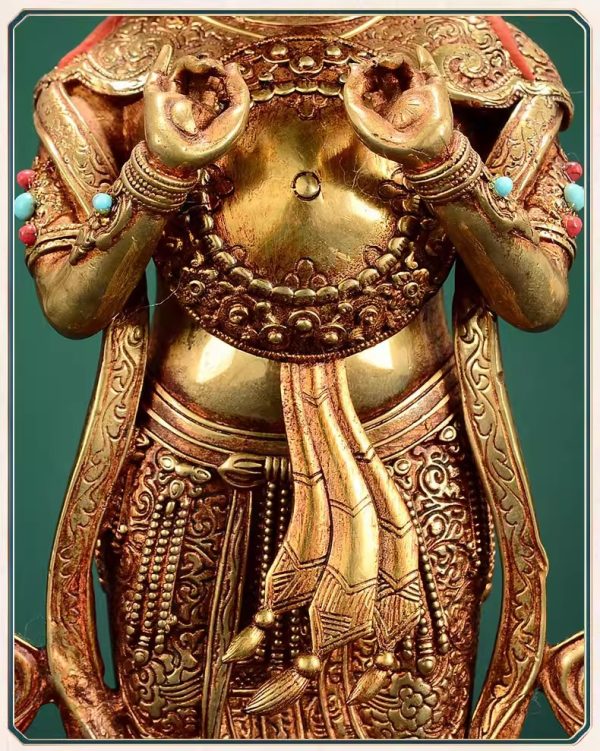 O1CN01UJERMU1LC2ddaJnCu_!!152211262 《扎基拉姆》全鎏金雕花宝石镶嵌女财神室内家用铜佛像