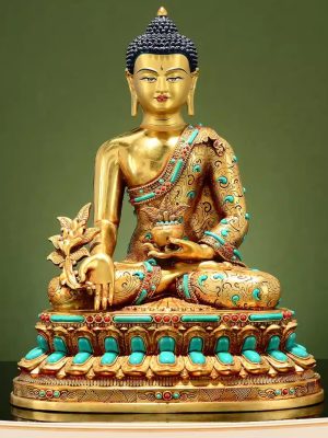 O1CN01XEqGhi1LC2omM7upq_!!152211262 藏传彩珠镶嵌《药师佛》室内家用全鎏金铜佛像摆件