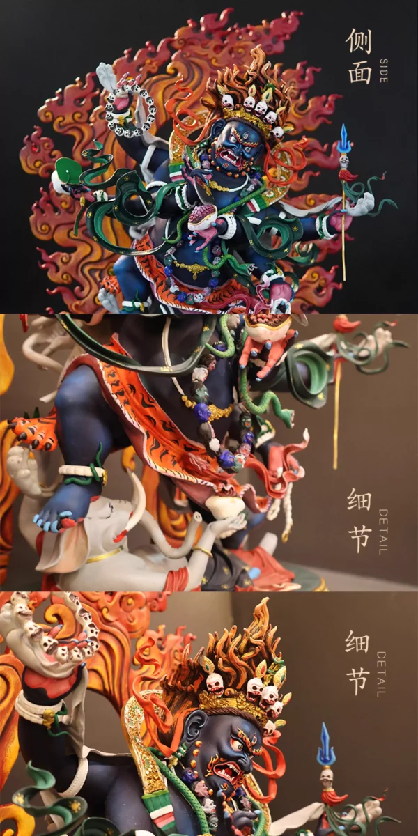 尼泊尔西藏工艺 藏传密宗彩绘六臂大黑天玛哈噶啦财神