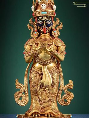 《扎基拉姆》全鎏金雕花宝石镶嵌女财神室内家用铜佛像