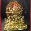 尼泊尔西藏工艺 藏传密宗尼泊尔金六臂大黑天纯铜摆件