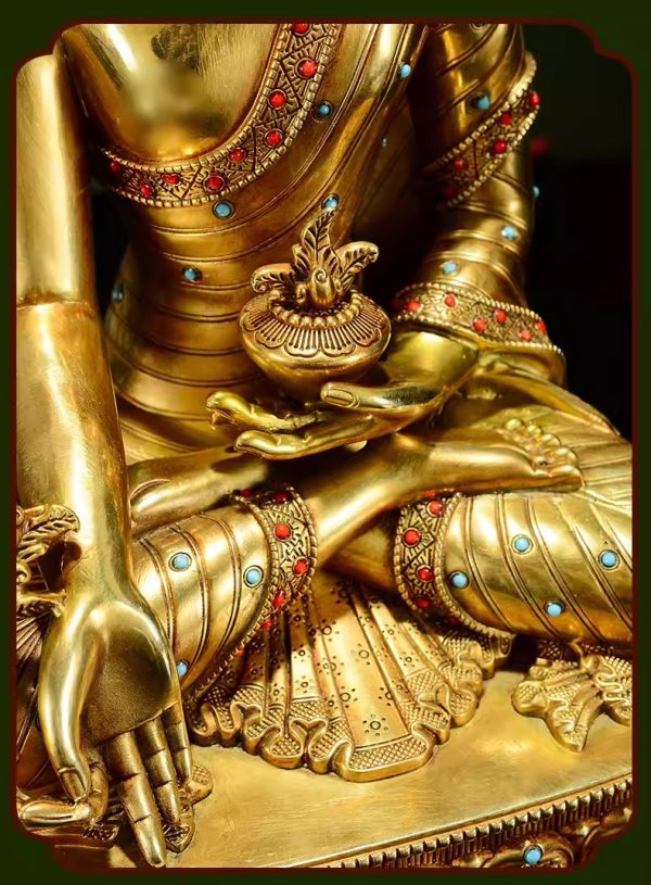 O1CN01pK0yKt1LC2kiI8hFj_!!152211262 藏传全鎏金《药师佛》宝石镶嵌精工铜雕铜佛像