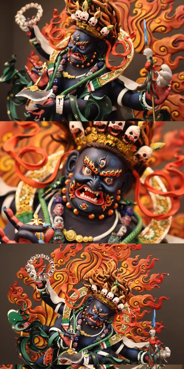 尼泊尔西藏工艺 藏传密宗彩绘六臂大黑天玛哈噶啦财神