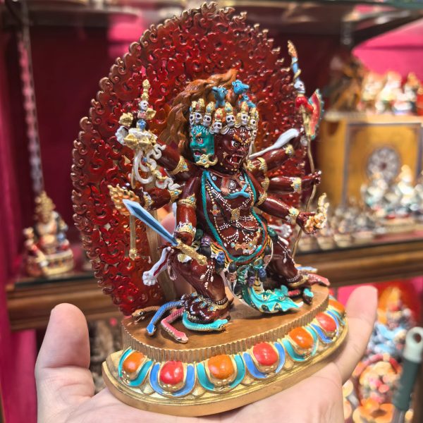 马头明王/马头金刚/旦真/旦增/15cm红铜彩绘藏传佛堂供奉佛像摆件