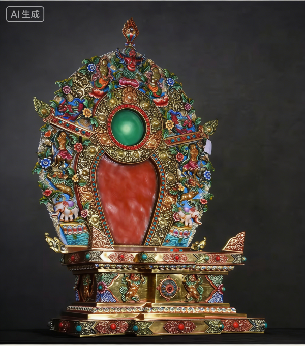 尼泊尔进口全手工金刚台紫铜鎏金佛像加高底座垫高增高铜像法座